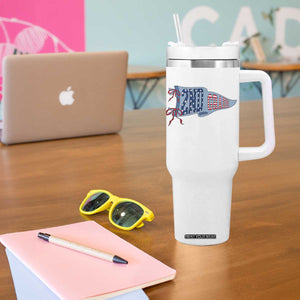 2nd Grade Teacher Pennant US Flag Back to School Tumbler With Handle