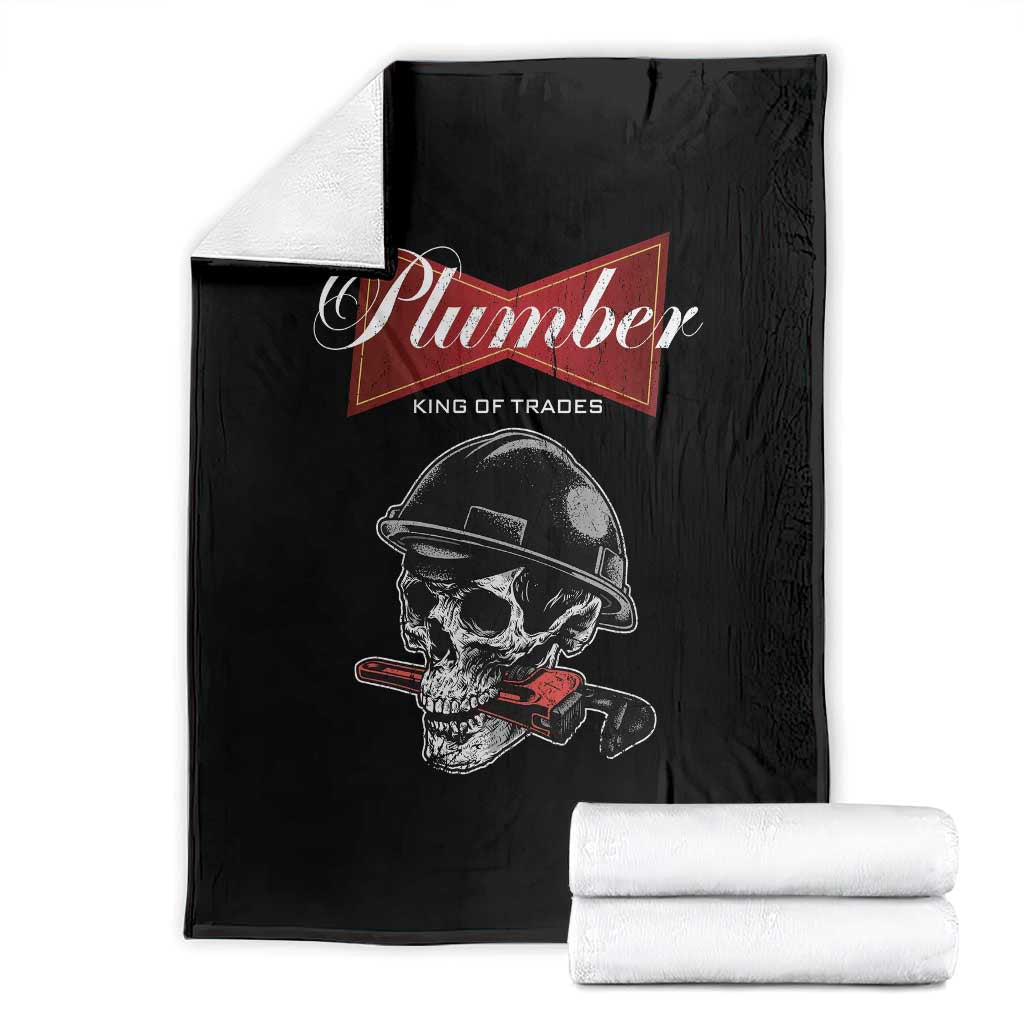 Plumber Plumbing Skull Throw Blanket King Of Trades TS14 Black Print Your Wear