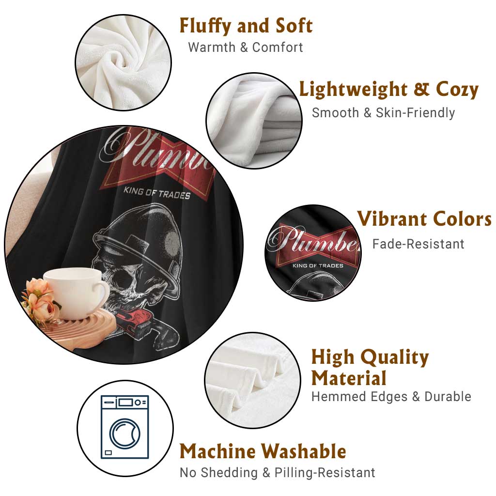 Plumber Plumbing Skull Throw Blanket King Of Trades TS14 Print Your Wear