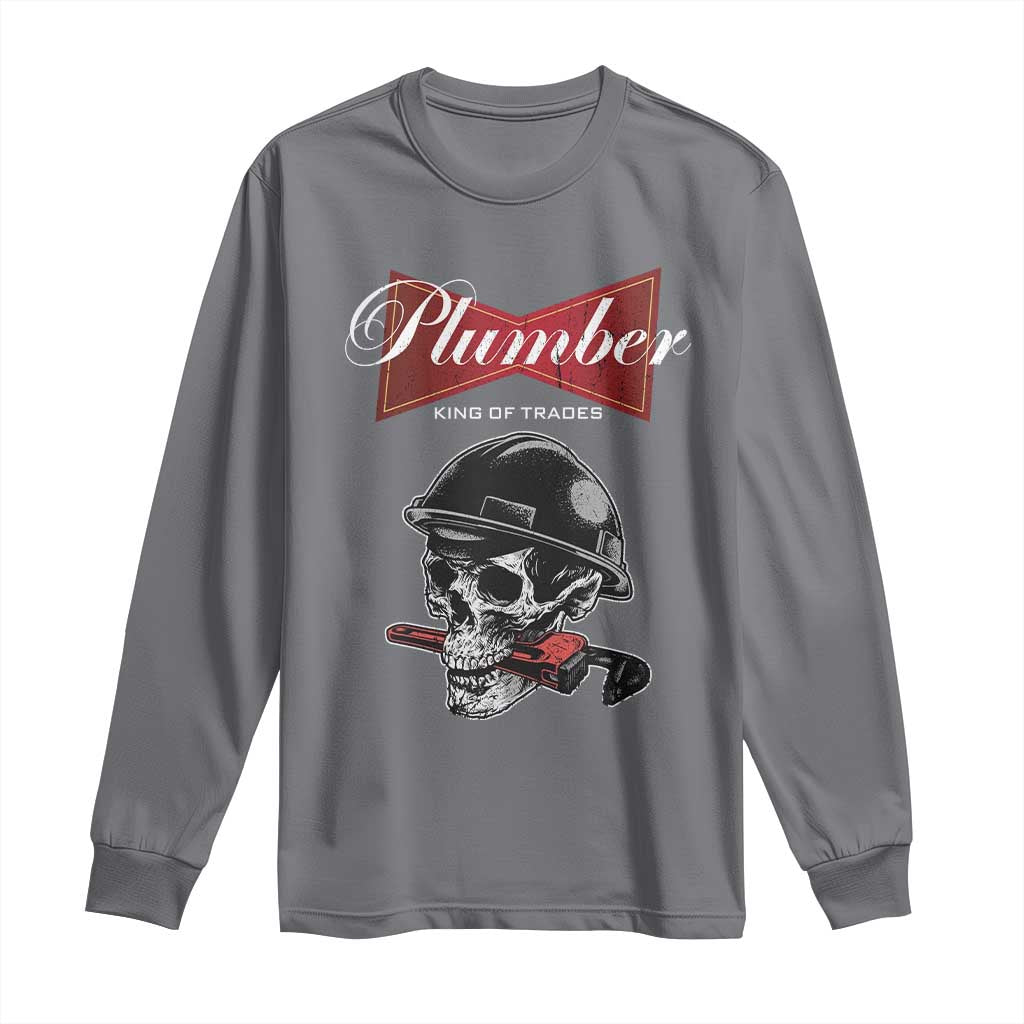 Plumber Plumbing Skull Long Sleeve Shirt King Of Trades TS14 Charcoal Print Your Wear