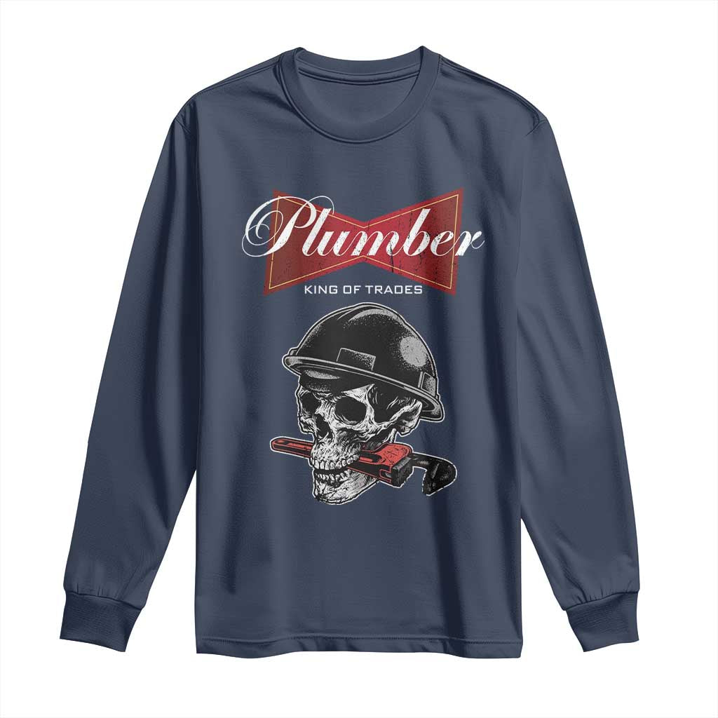 Plumber Plumbing Skull Long Sleeve Shirt King Of Trades TS14 Navy Print Your Wear