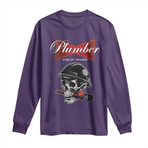 Plumber Plumbing Skull Long Sleeve Shirt King Of Trades TS14 Purple Print Your Wear