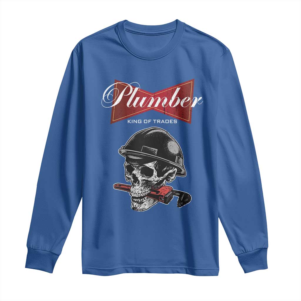 Plumber Plumbing Skull Long Sleeve Shirt King Of Trades TS14 Royal Blue Print Your Wear