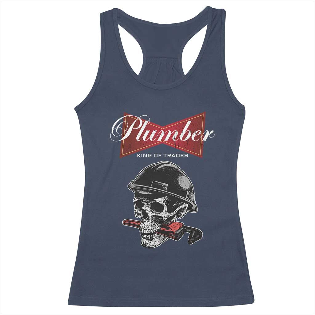 Plumber Plumbing Skull Racerback Tank Top King Of Trades TS14 Navy Print Your Wear