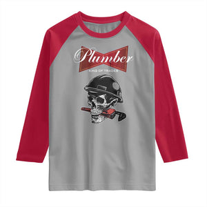 Plumber Plumbing Skull Raglan Shirt King Of Trades TS14 Sport Gray Red Print Your Wear