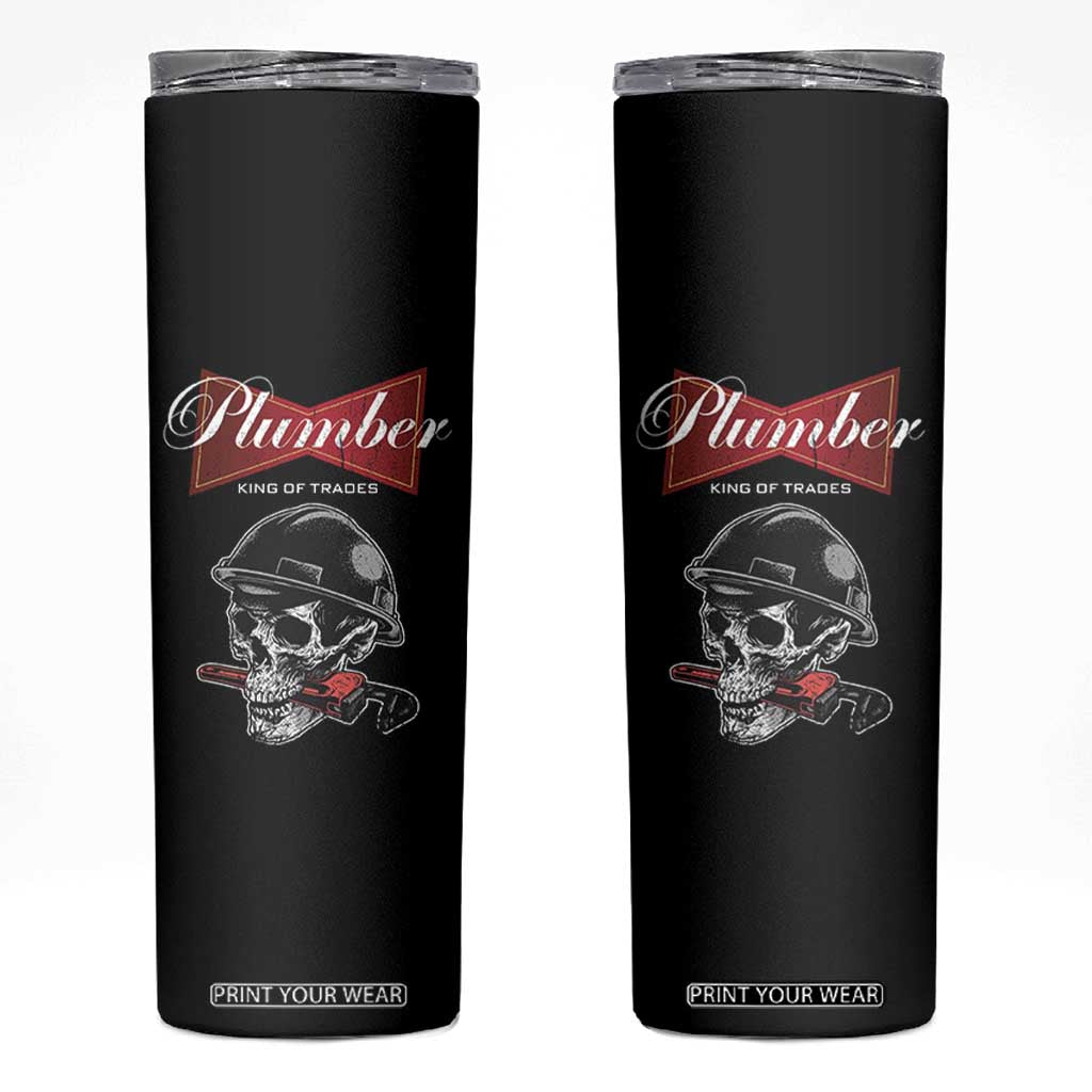 Plumber Plumbing Skull Skinny Tumbler King Of Trades TS14 Black Print Your Wear