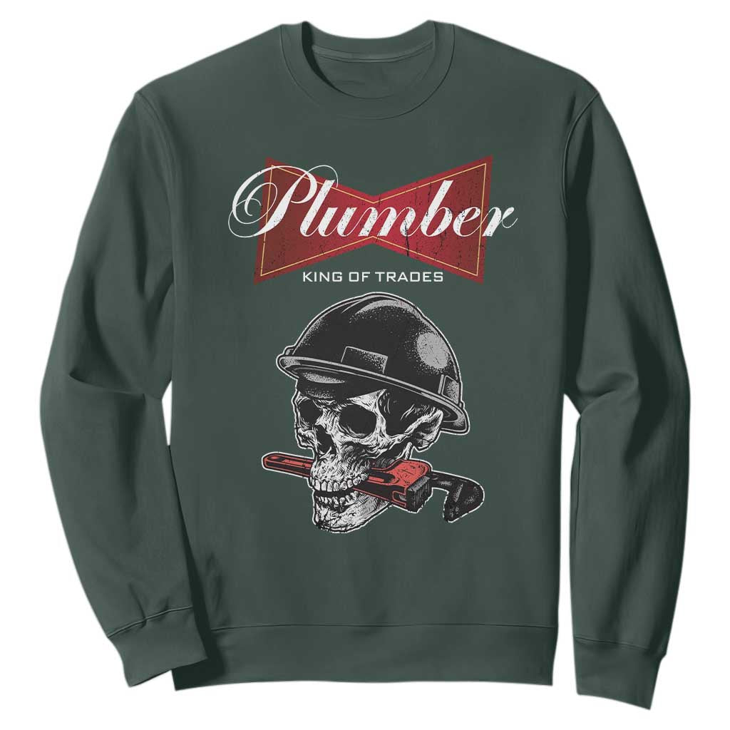 Plumber Plumbing Skull Sweatshirt King Of Trades TS14 Dark Forest Green Print Your Wear