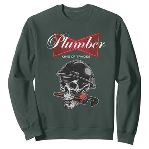 Plumber Plumbing Skull Sweatshirt King Of Trades TS14 Dark Forest Green Print Your Wear