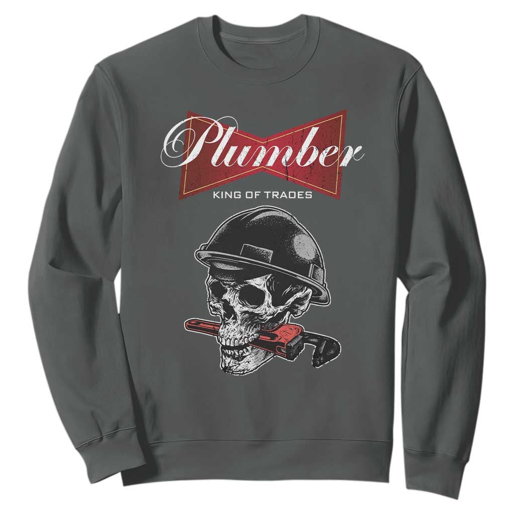 Plumber Plumbing Skull Sweatshirt King Of Trades TS14 Dark Heather Print Your Wear