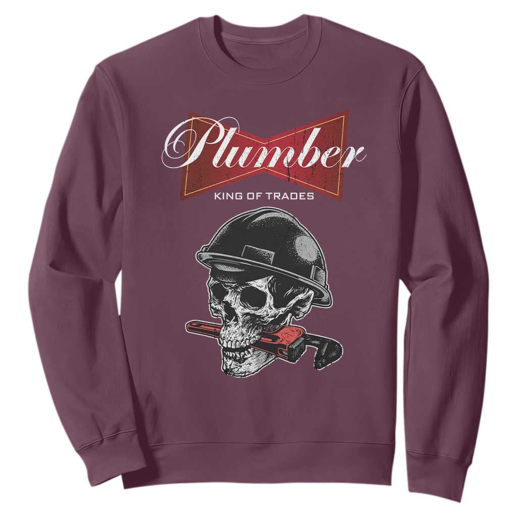 Plumber Plumbing Skull Sweatshirt King Of Trades TS14 Maroon Print Your Wear