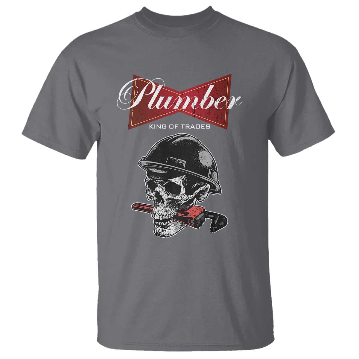 Plumber Plumbing Skull T Shirt King Of Trades TS14 Charcoal Print Your Wear