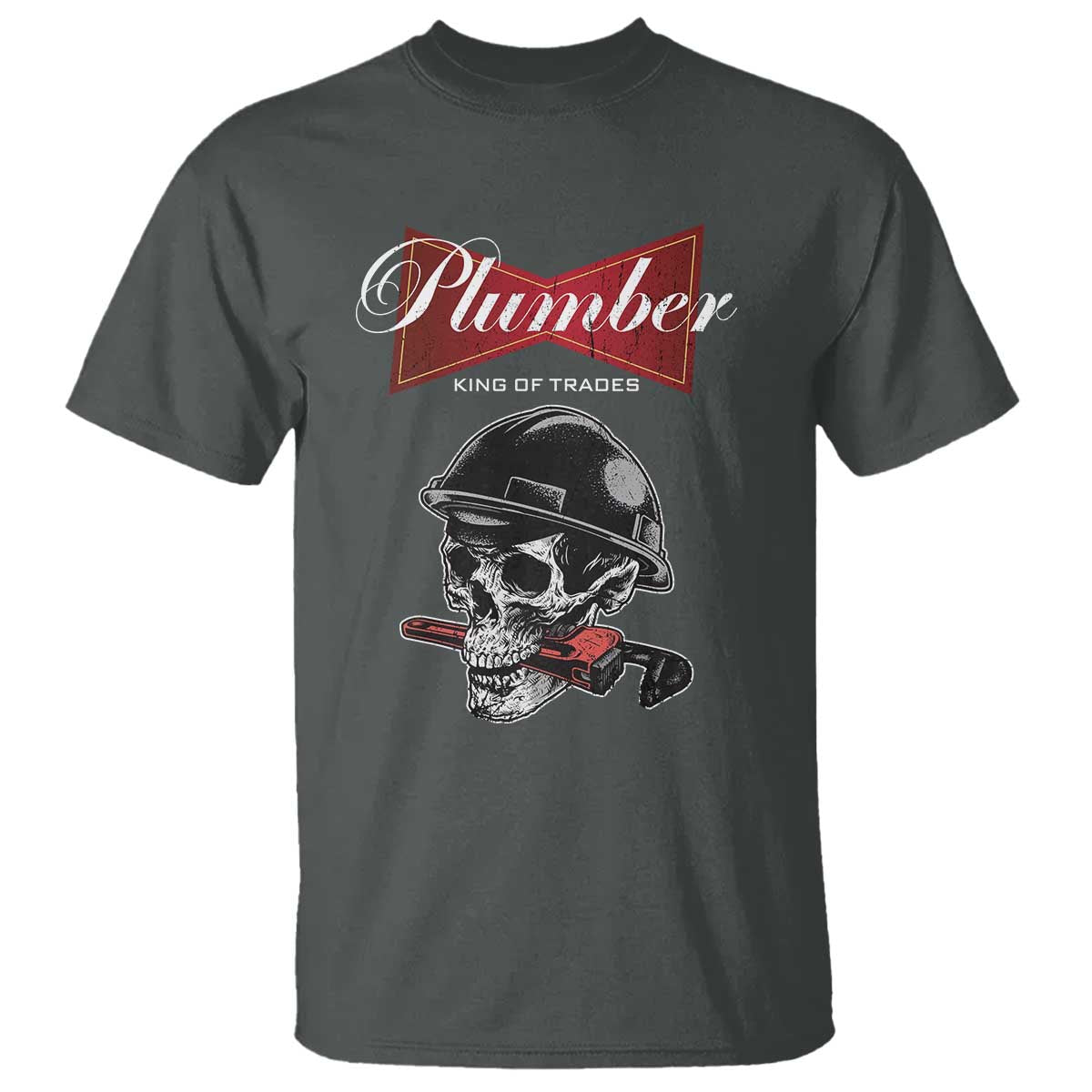 Plumber Plumbing Skull T Shirt King Of Trades TS14 Dark Heather Print Your Wear