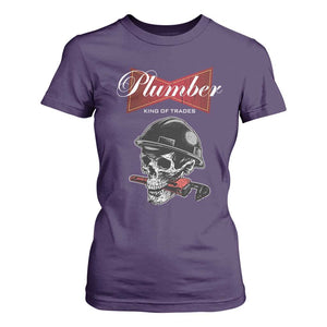 Plumber Plumbing Skull T Shirt For Women King Of Trades TS14 Purple Print Your Wear