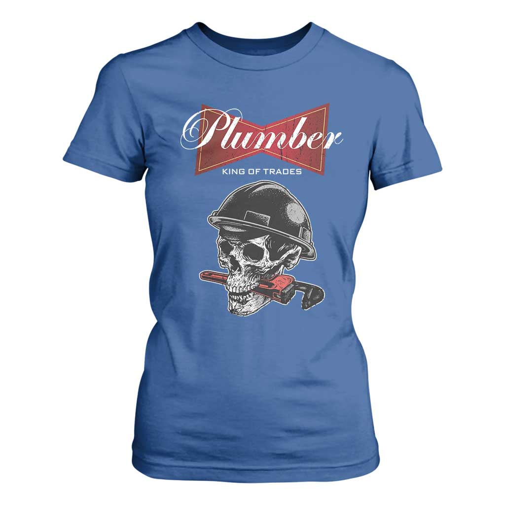 Plumber Plumbing Skull T Shirt For Women King Of Trades TS14 Royal Blue Print Your Wear