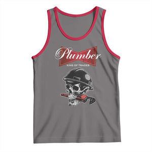 Plumber Plumbing Skull Tank Top King Of Trades TS14 Deep Heather Red Print Your Wear