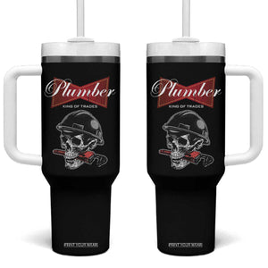 Plumber Plumbing Skull Tumbler With Handle King Of Trades TS14 One Size: 40 oz Black Print Your Wear