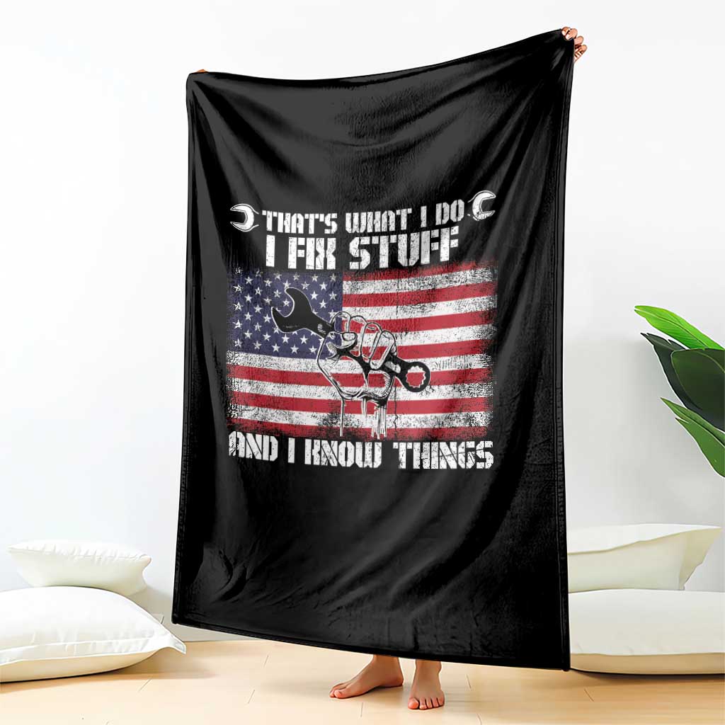 Patriotic Mechanic American Flag Car Repairman Throw Blanket TS14 Print Your Wear