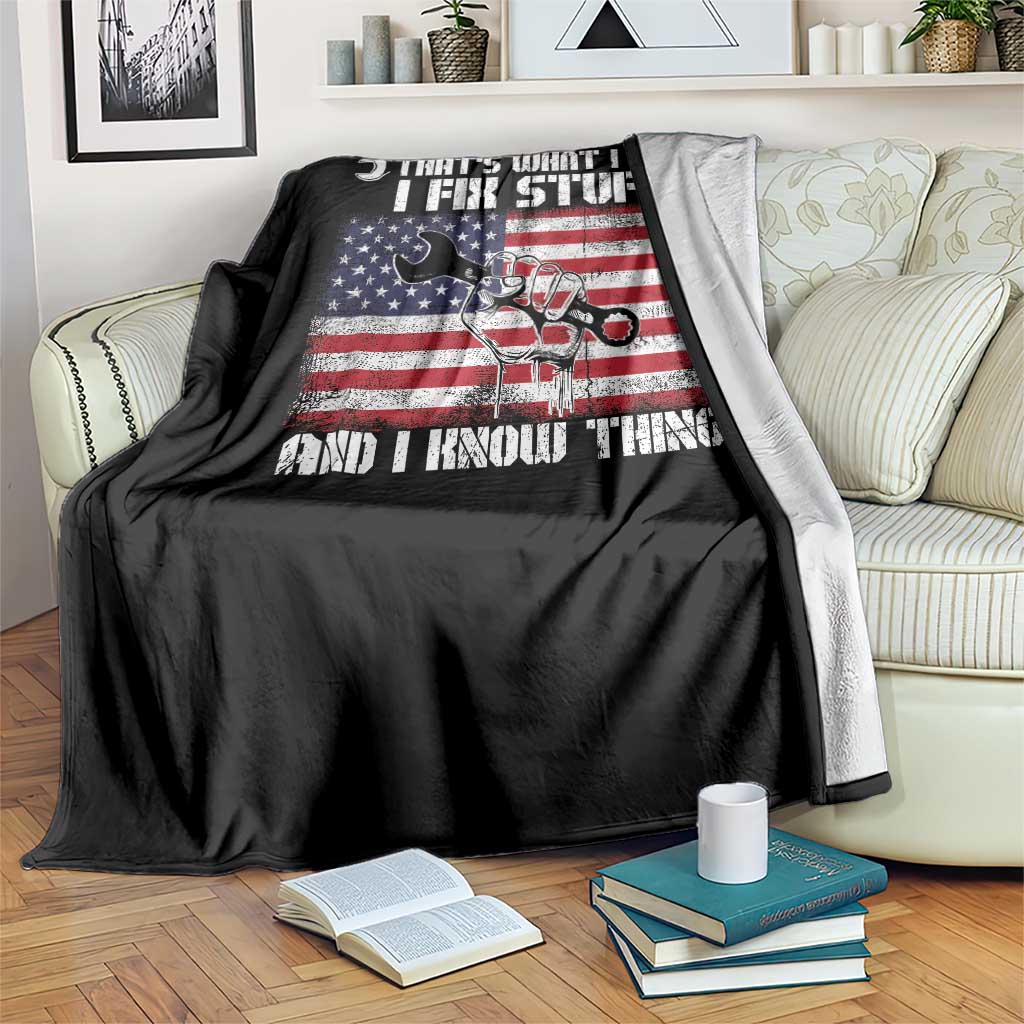 Patriotic Mechanic American Flag Car Repairman Throw Blanket TS14 Print Your Wear