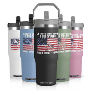 Patriotic Mechanic American Flag Car Repairman Flip Straw Tumbler TS14 Print Your Wear