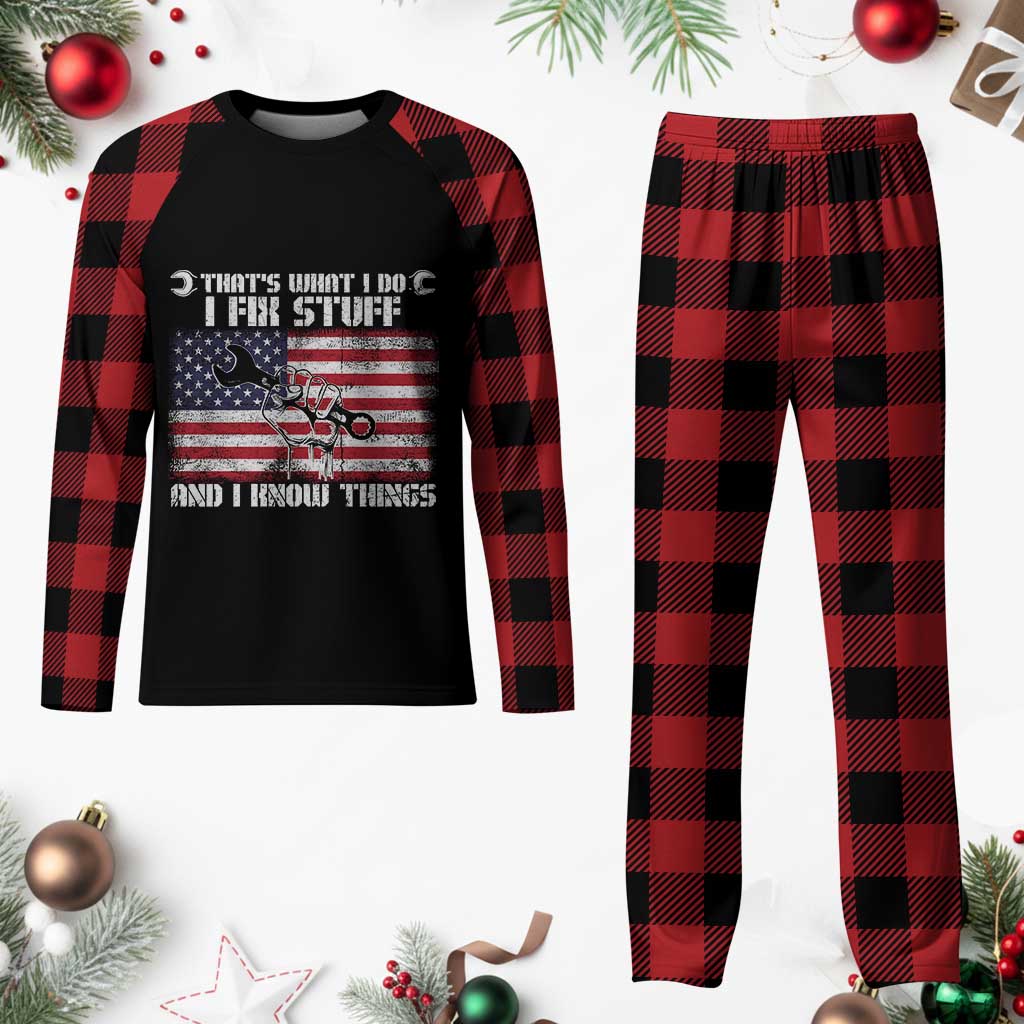 Patriotic Mechanic American Flag Car Repairman Plaid Pajama Set TS14 Buffalo Plaid Print Your Wear