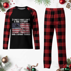 Patriotic Mechanic American Flag Car Repairman Plaid Pajama Set TS14 Buffalo Plaid Print Your Wear