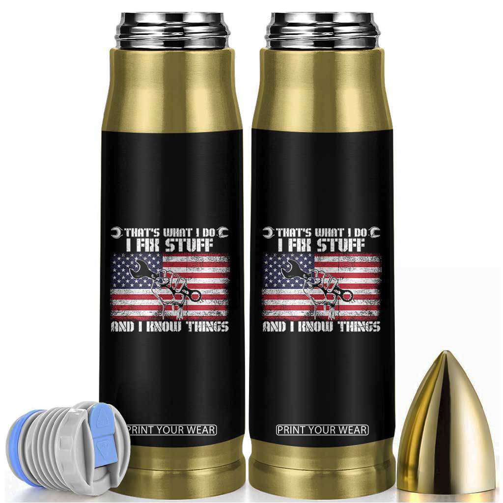 Patriotic Mechanic American Flag Car Repairman Bullet Tumbler TS14 Black Print Your Wear