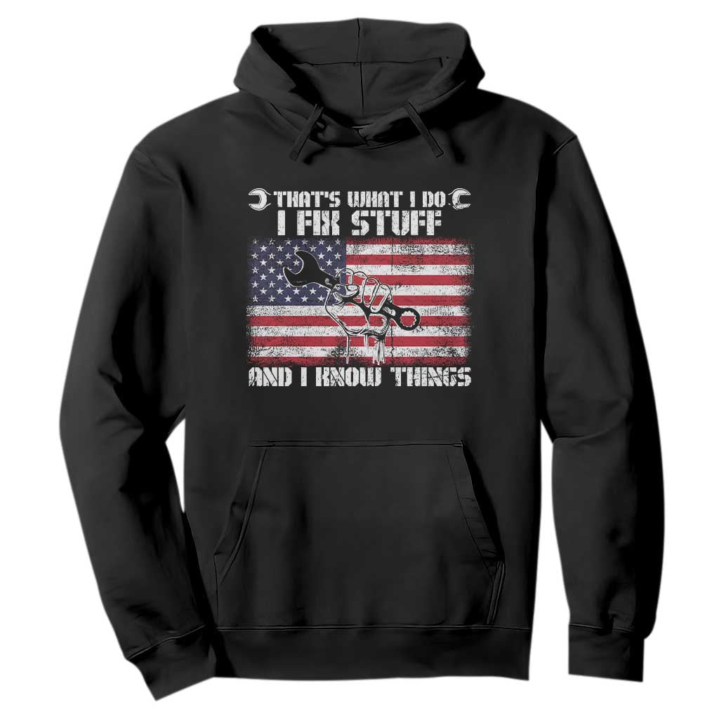 Patriotic Mechanic American Flag Car Repairman Hoodie TS14 Black Print Your Wear