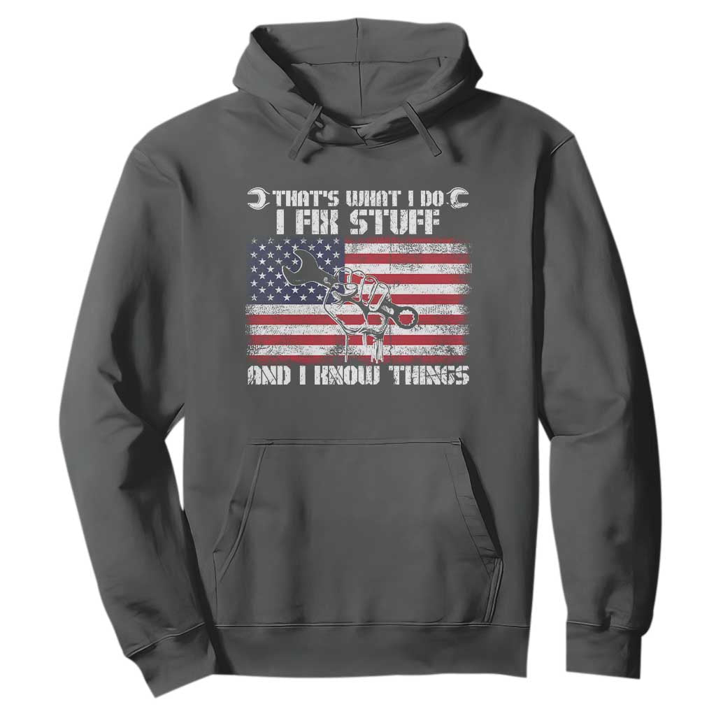 Patriotic Mechanic American Flag Car Repairman Hoodie TS14 Dark Heather Print Your Wear