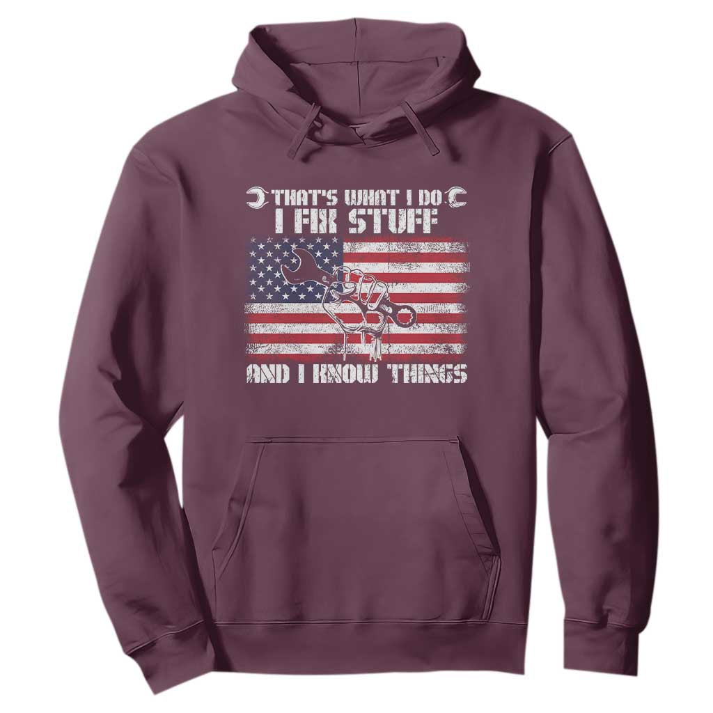 Patriotic Mechanic American Flag Car Repairman Hoodie TS14 Maroon Print Your Wear