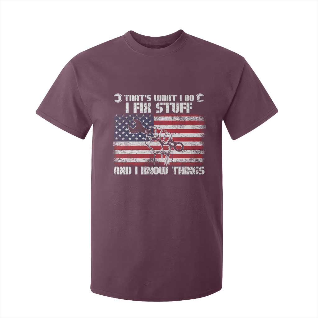 Patriotic Mechanic American Flag Car Repairman T Shirt For Kid TS14 Maroon Print Your Wear