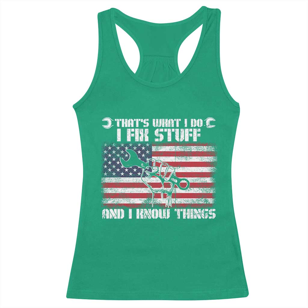 Patriotic Mechanic American Flag Car Repairman Racerback Tank Top TS14 Irish Green Print Your Wear