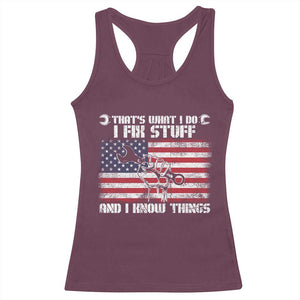 Patriotic Mechanic American Flag Car Repairman Racerback Tank Top TS14 Maroon Print Your Wear