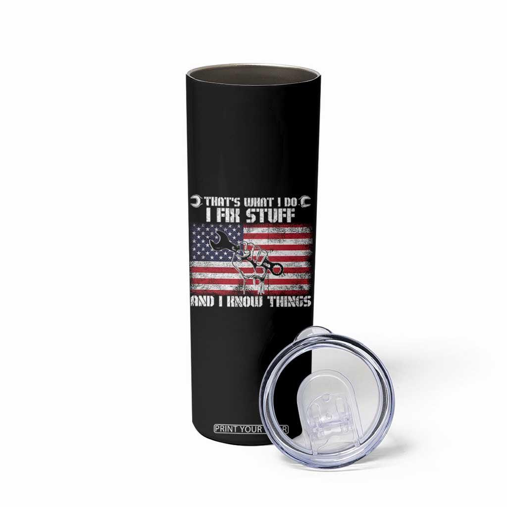Patriotic Mechanic American Flag Car Repairman Skinny Tumbler TS14 Print Your Wear