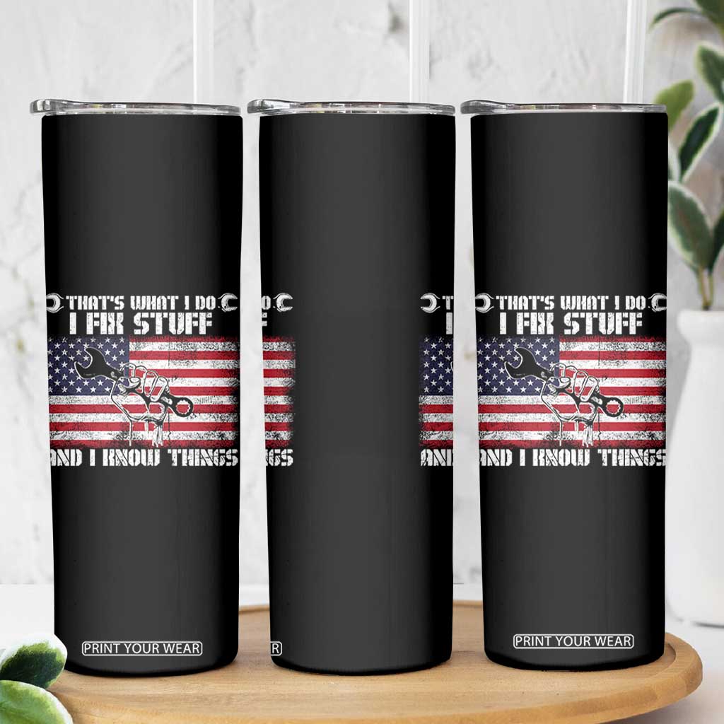 Patriotic Mechanic American Flag Car Repairman Skinny Tumbler TS14 Print Your Wear
