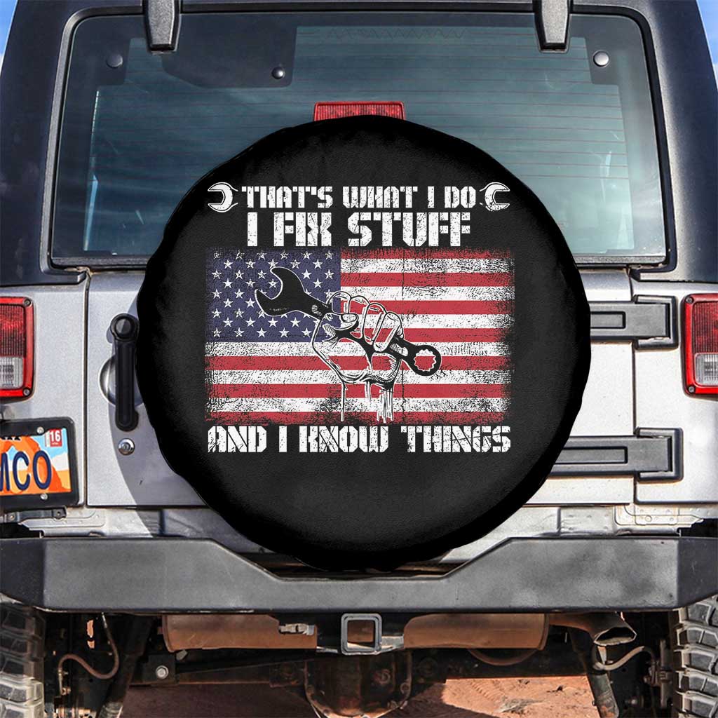 Patriotic Mechanic American Flag Car Repairman Spare Tire Cover TS14 No hole Black Print Your Wear