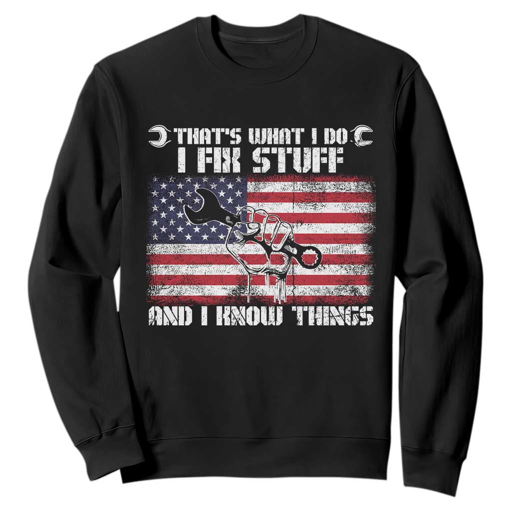 Patriotic Mechanic American Flag Car Repairman Sweatshirt TS14 Black Print Your Wear