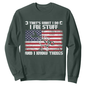Patriotic Mechanic American Flag Car Repairman Sweatshirt TS14 Dark Forest Green Print Your Wear