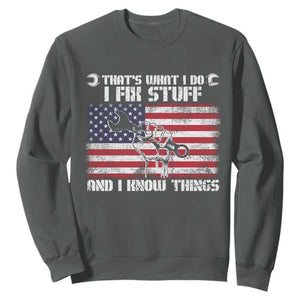 Patriotic Mechanic American Flag Car Repairman Sweatshirt TS14 Dark Heather Print Your Wear