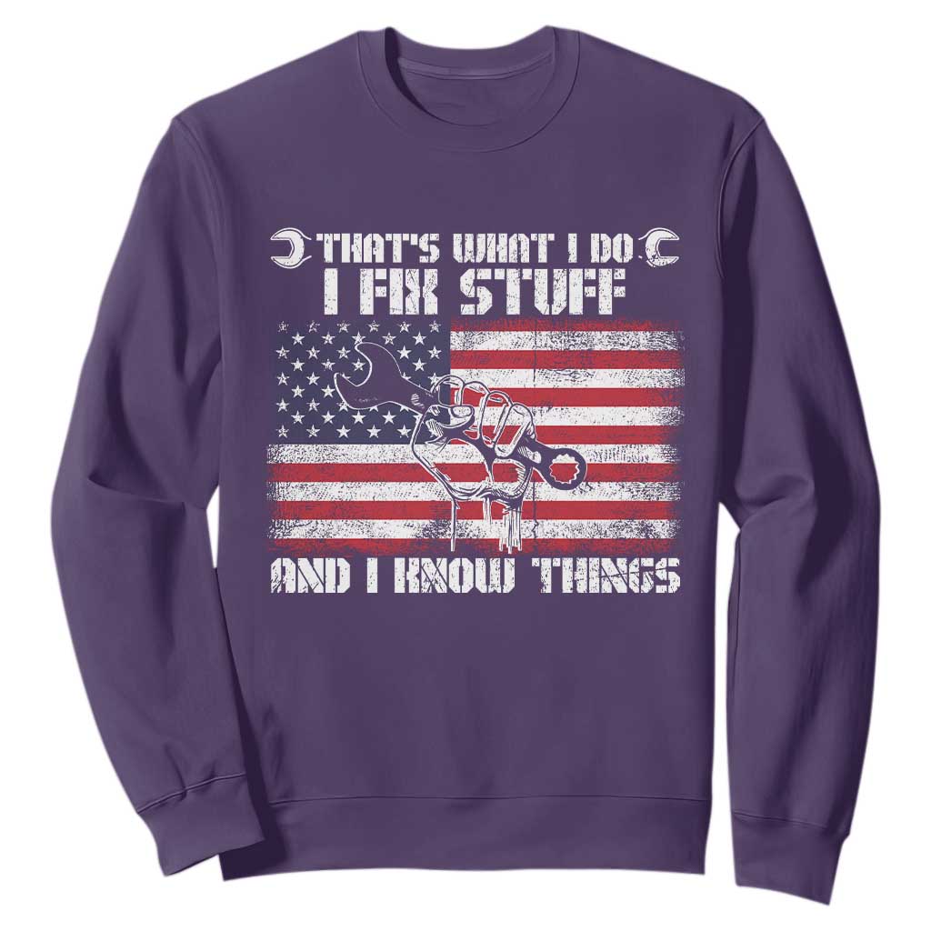 Patriotic Mechanic American Flag Car Repairman Sweatshirt TS14 Purple Print Your Wear