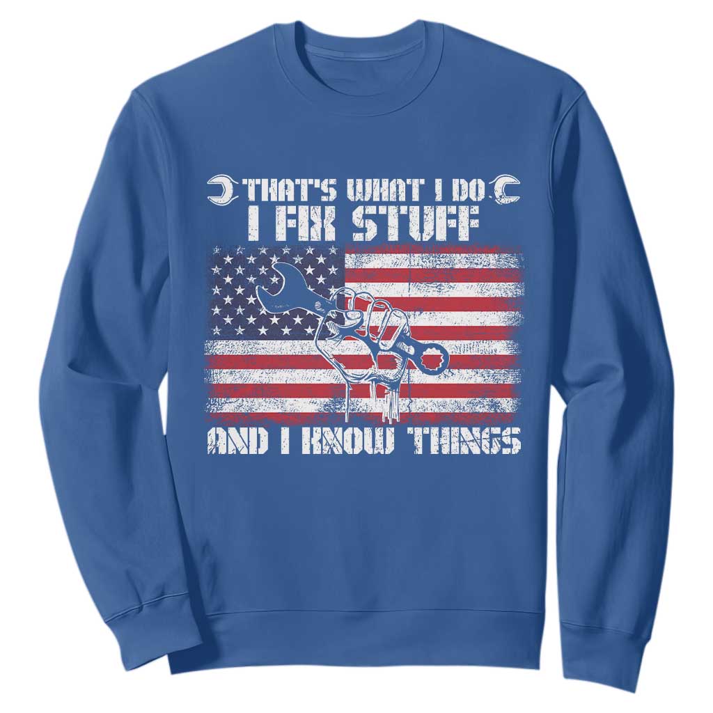 Patriotic Mechanic American Flag Car Repairman Sweatshirt TS14 Royal Blue Print Your Wear