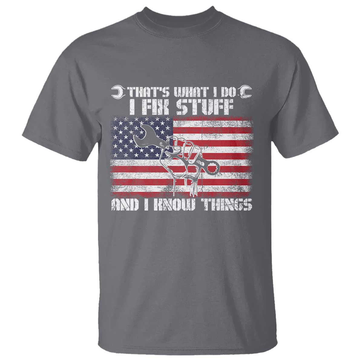 Patriotic Mechanic American Flag Car Repairman T Shirt TS14 Charcoal Print Your Wear