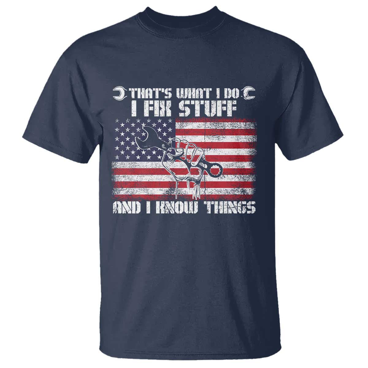 Patriotic Mechanic American Flag Car Repairman T Shirt TS14 Navy Print Your Wear