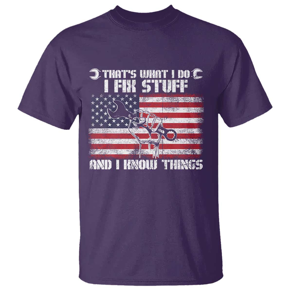 Patriotic Mechanic American Flag Car Repairman T Shirt TS14 Purple Print Your Wear