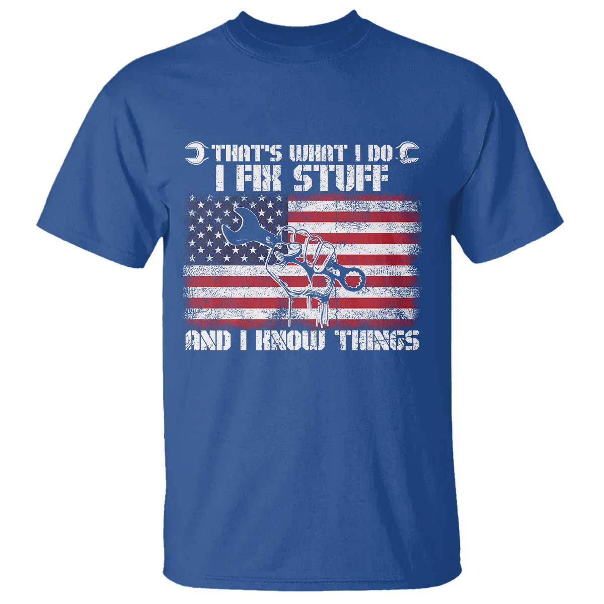 Patriotic Mechanic American Flag Car Repairman T Shirt TS14 Royal Blue Print Your Wear