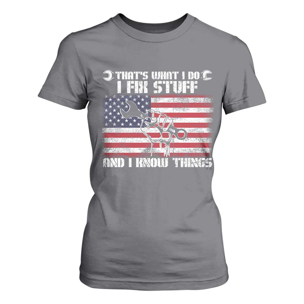 Patriotic Mechanic American Flag Car Repairman T Shirt For Women TS14 Charcoal Print Your Wear