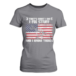 Patriotic Mechanic American Flag Car Repairman T Shirt For Women TS14 Charcoal Print Your Wear