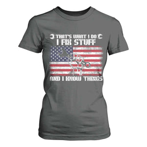 Patriotic Mechanic American Flag Car Repairman T Shirt For Women TS14 Dark Heather Print Your Wear