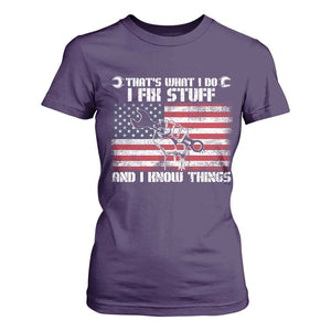 Patriotic Mechanic American Flag Car Repairman T Shirt For Women TS14 Purple Print Your Wear