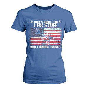 Patriotic Mechanic American Flag Car Repairman T Shirt For Women TS14 Royal Blue Print Your Wear