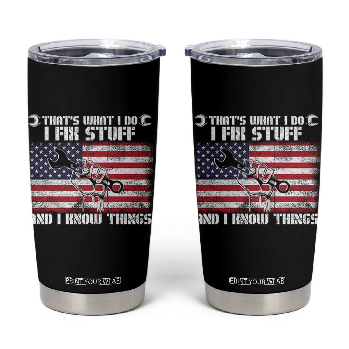 Patriotic Mechanic American Flag Car Repairman Tumbler Cup TS14 Black Print Your Wear